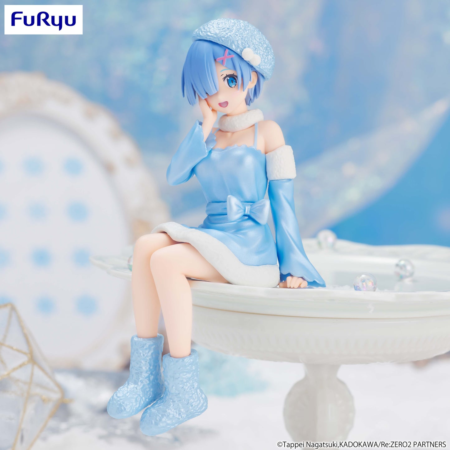 FURYU Re:Zero Starting Life in Another World Rem Snow Princess (Pearl Color Ver.) Noodle Stopper Figure