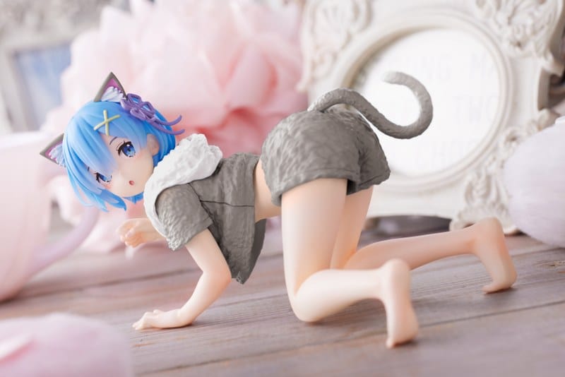 TAITO Re:Zero Starting Life in Another World Desktop Cute Rem (Cat Roomwear Ver.) Figure (Renewal Edition)