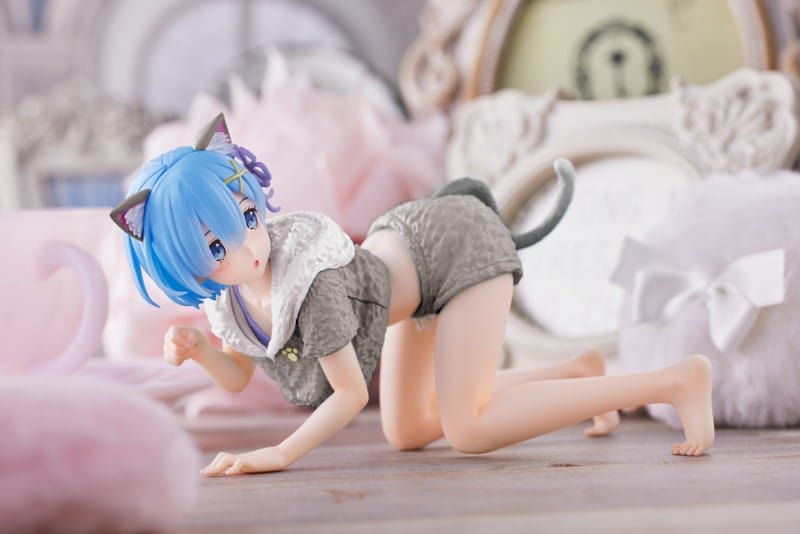 TAITO Re:Zero Starting Life in Another World Desktop Cute Rem (Cat Roomwear Ver.) Figure (Renewal Edition)