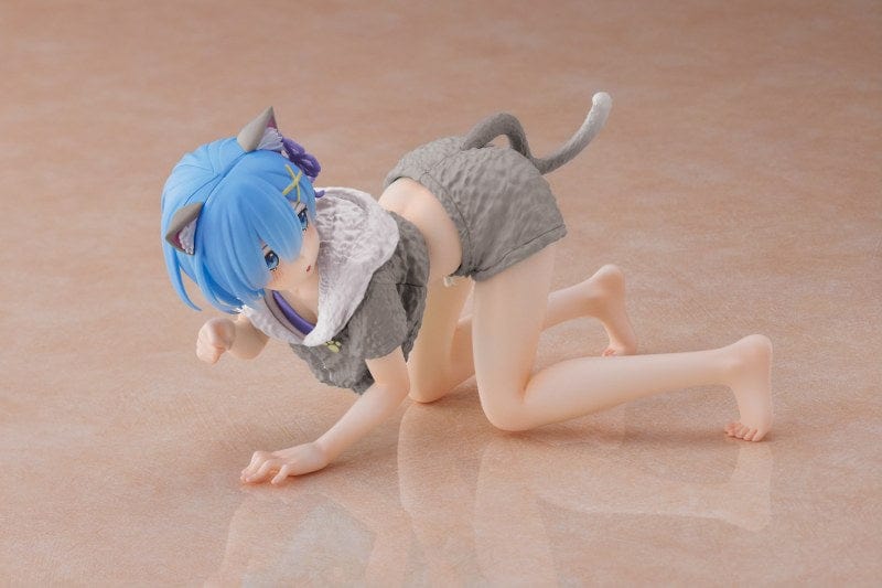 TAITO Re:Zero Starting Life in Another World Desktop Cute Rem (Cat Roomwear Ver.) Figure (Renewal Edition)