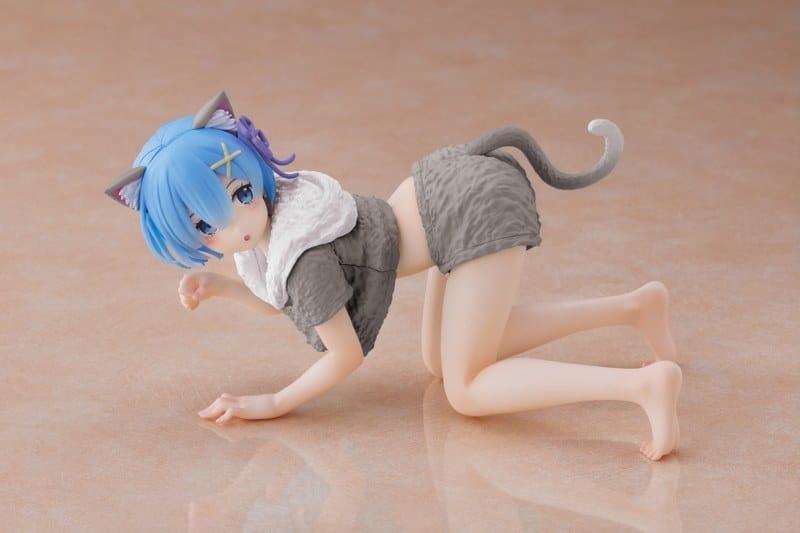 TAITO Re:Zero Starting Life in Another World Desktop Cute Rem (Cat Roomwear Ver.) Figure (Renewal Edition)