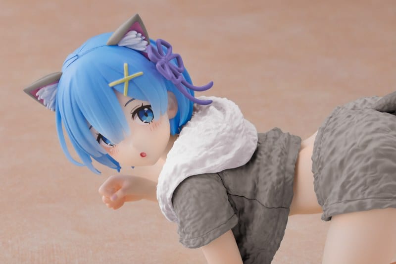 TAITO Re:Zero Starting Life in Another World Desktop Cute Rem (Cat Roomwear Ver.) Figure (Renewal Edition)