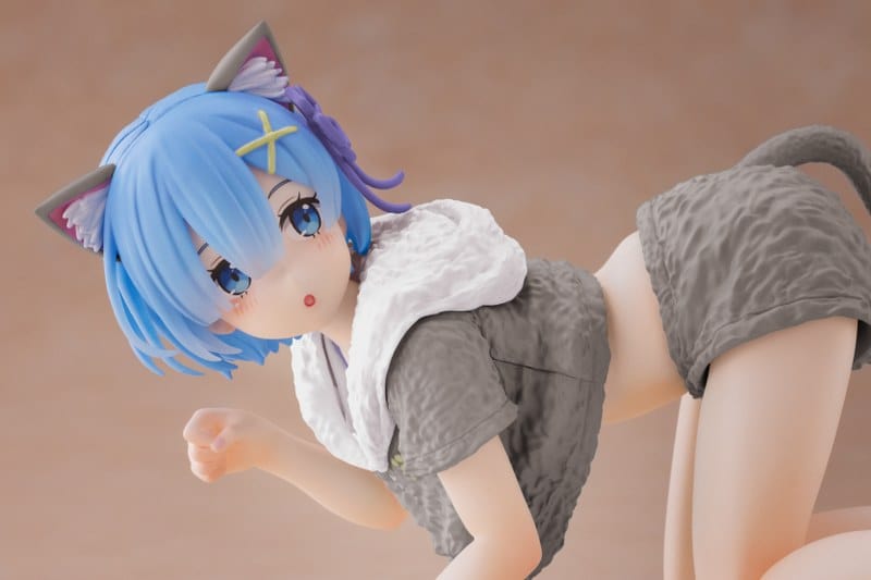 TAITO Re:Zero Starting Life in Another World Desktop Cute Rem (Cat Roomwear Ver.) Figure (Renewal Edition)