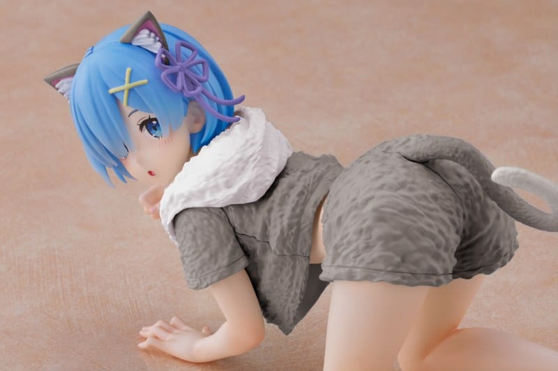 TAITO Re:Zero Starting Life in Another World Desktop Cute Rem (Cat Roomwear Ver.) Figure (Renewal Edition)