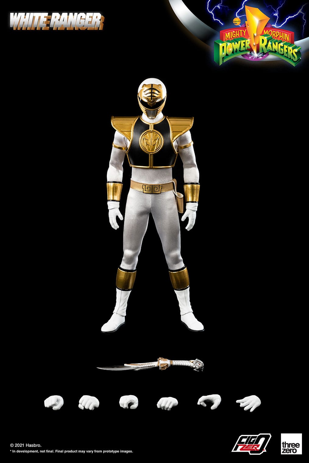 THREEZERO Mighty Morphin Power Rangers FigZero White Ranger 1/6 Scale Figure