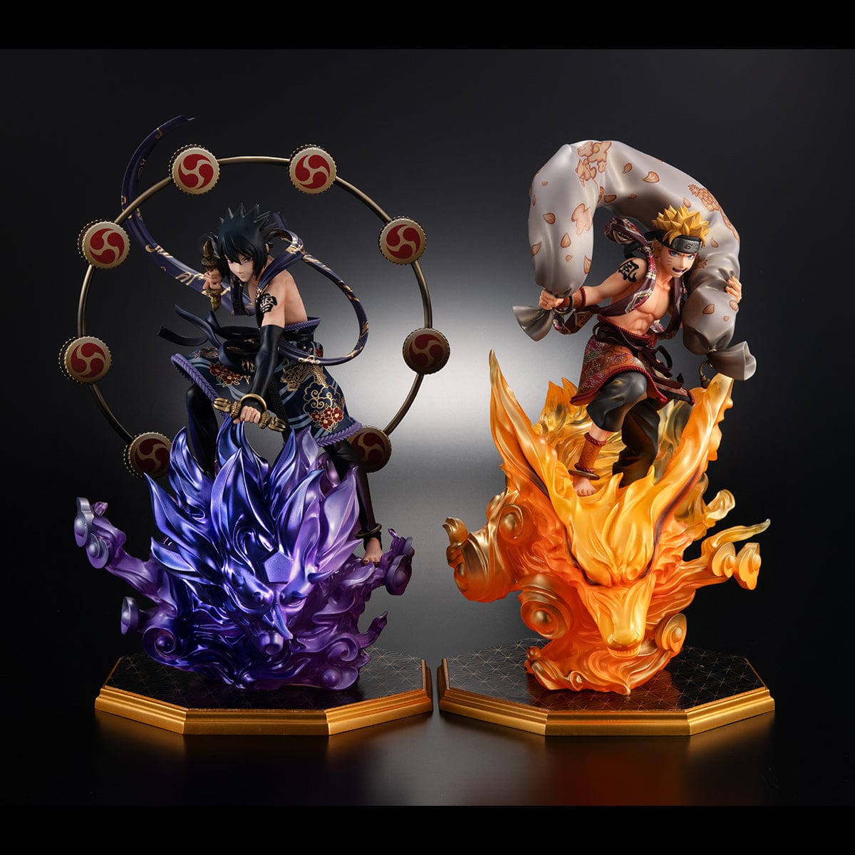 MEGAHOUSE Precious G.E.M. Series Naruto Shippuden: Naruto Uzumaki Fujin & Sasuke Uchiha Raijin Set