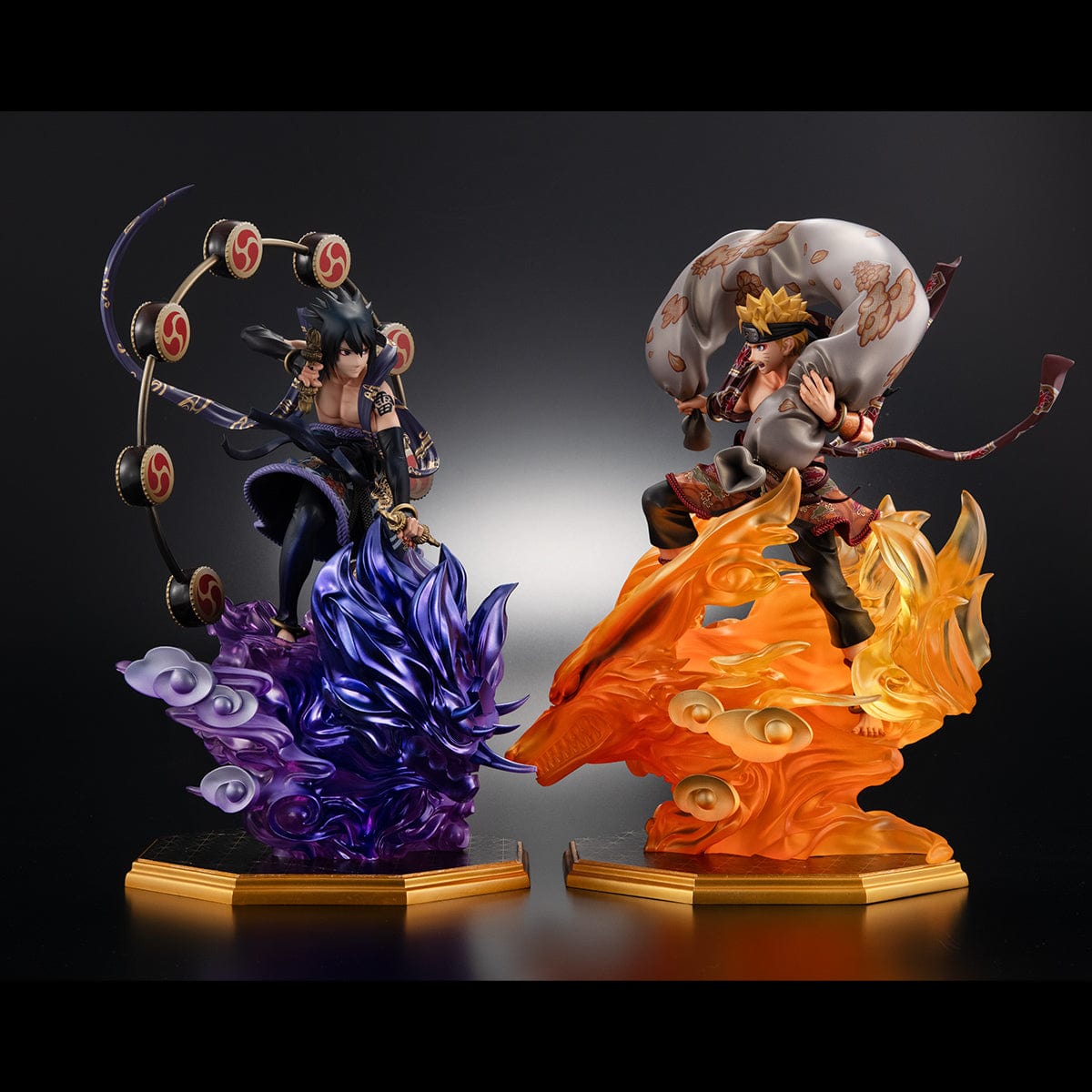 MEGAHOUSE Precious G.E.M. Series Naruto Shippuden: Naruto Uzumaki Fujin & Sasuke Uchiha Raijin Set