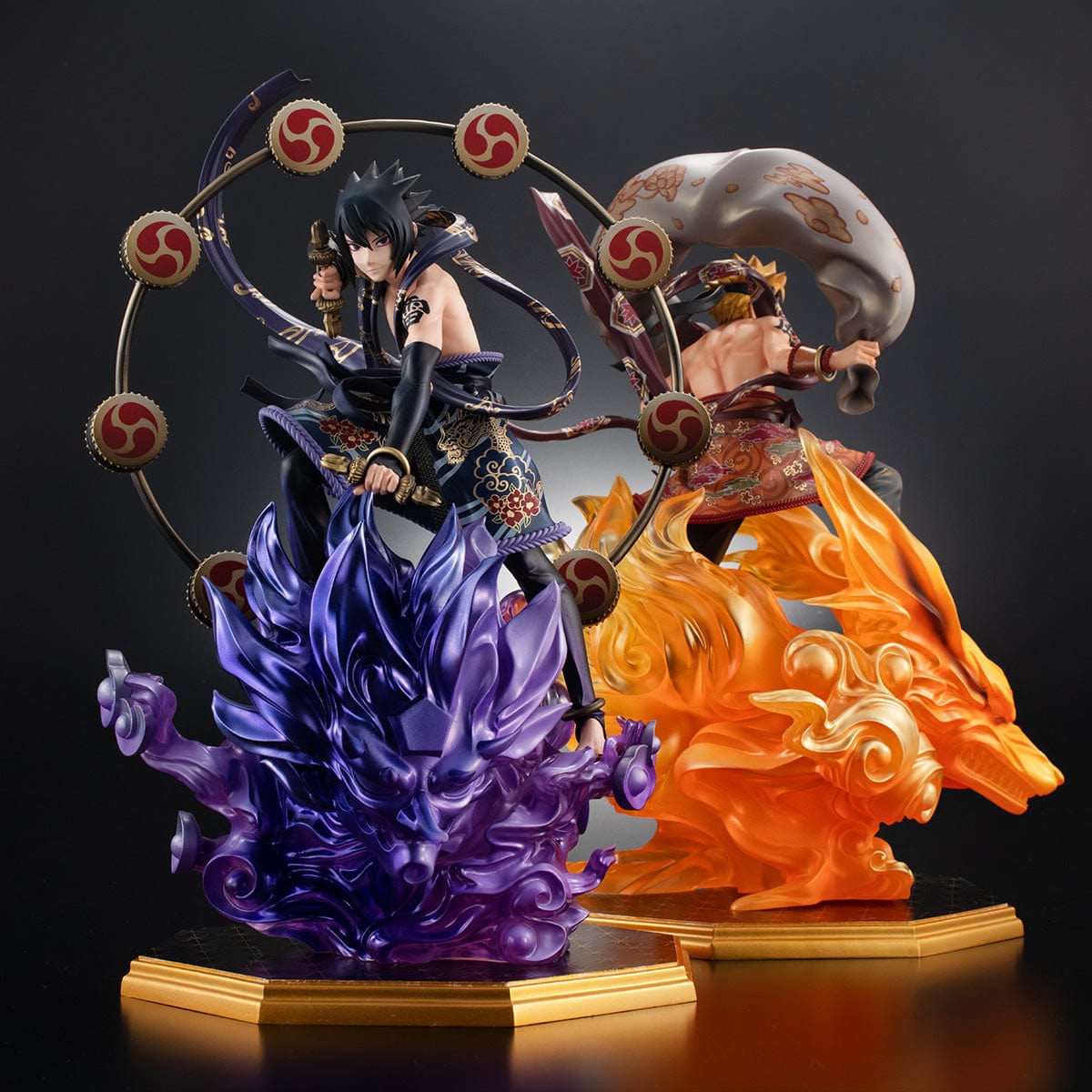 MEGAHOUSE Precious G.E.M. Series Naruto Shippuden: Naruto Uzumaki Fujin & Sasuke Uchiha Raijin Set